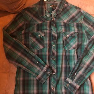 Helix XL plaid snap button down shirt